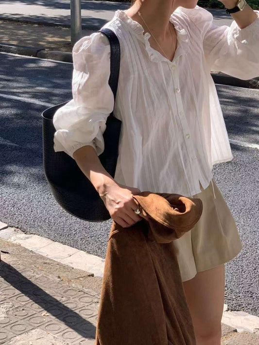 // 暗紋荷葉領口綁帶BL