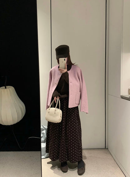 // 福利款！100%羊毛圓領簡約手工外套