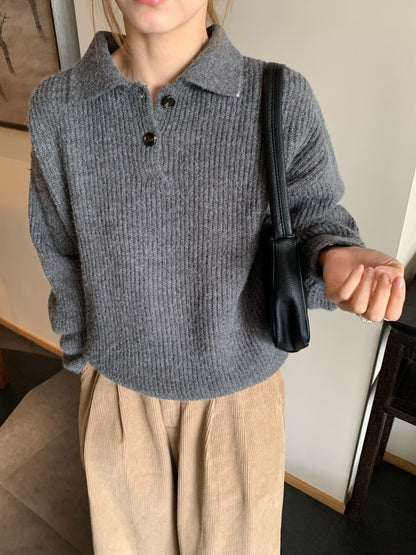 // 慵懶感直織紋軟糯翻領NT