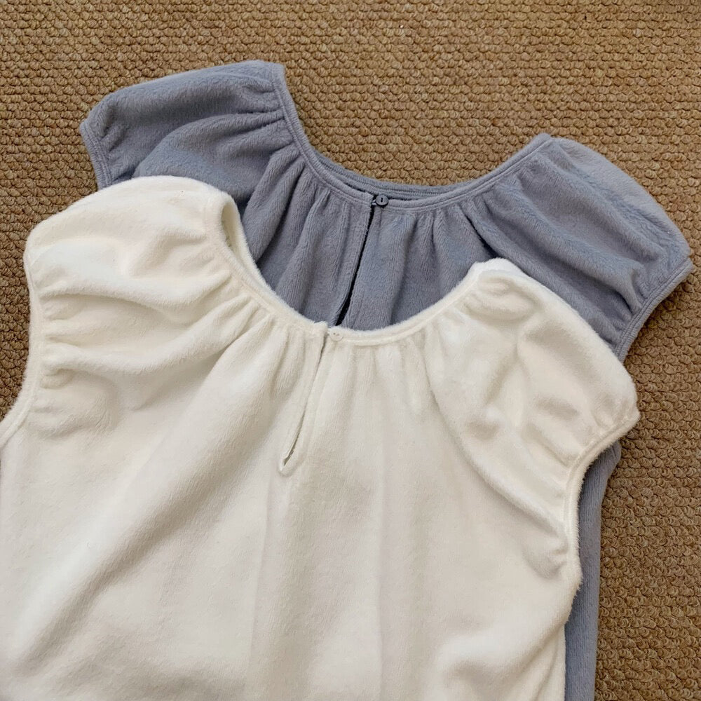 // 毛絨感超韓疊穿橡筋腳背心