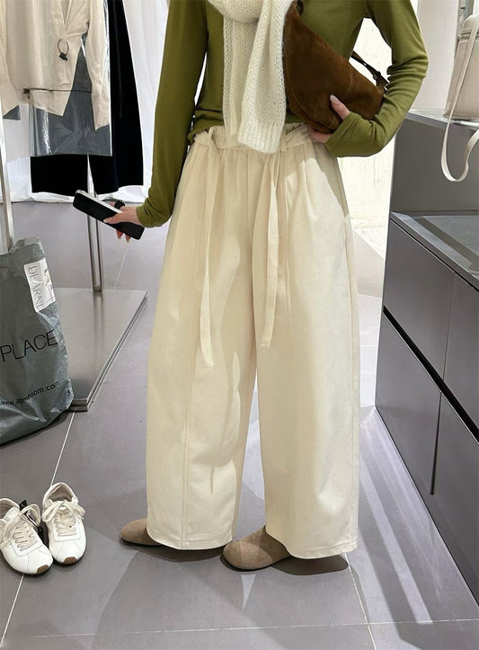 // 復古連腰帶燈芯絨褲