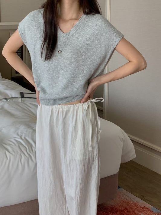 // V領飛飛袖針織背心