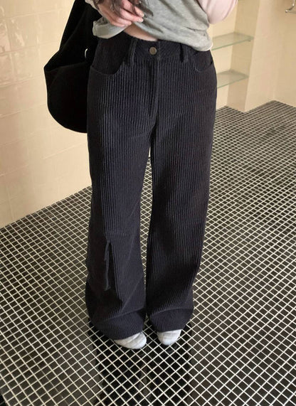 // 設計感口袋燈芯絨全長褲
