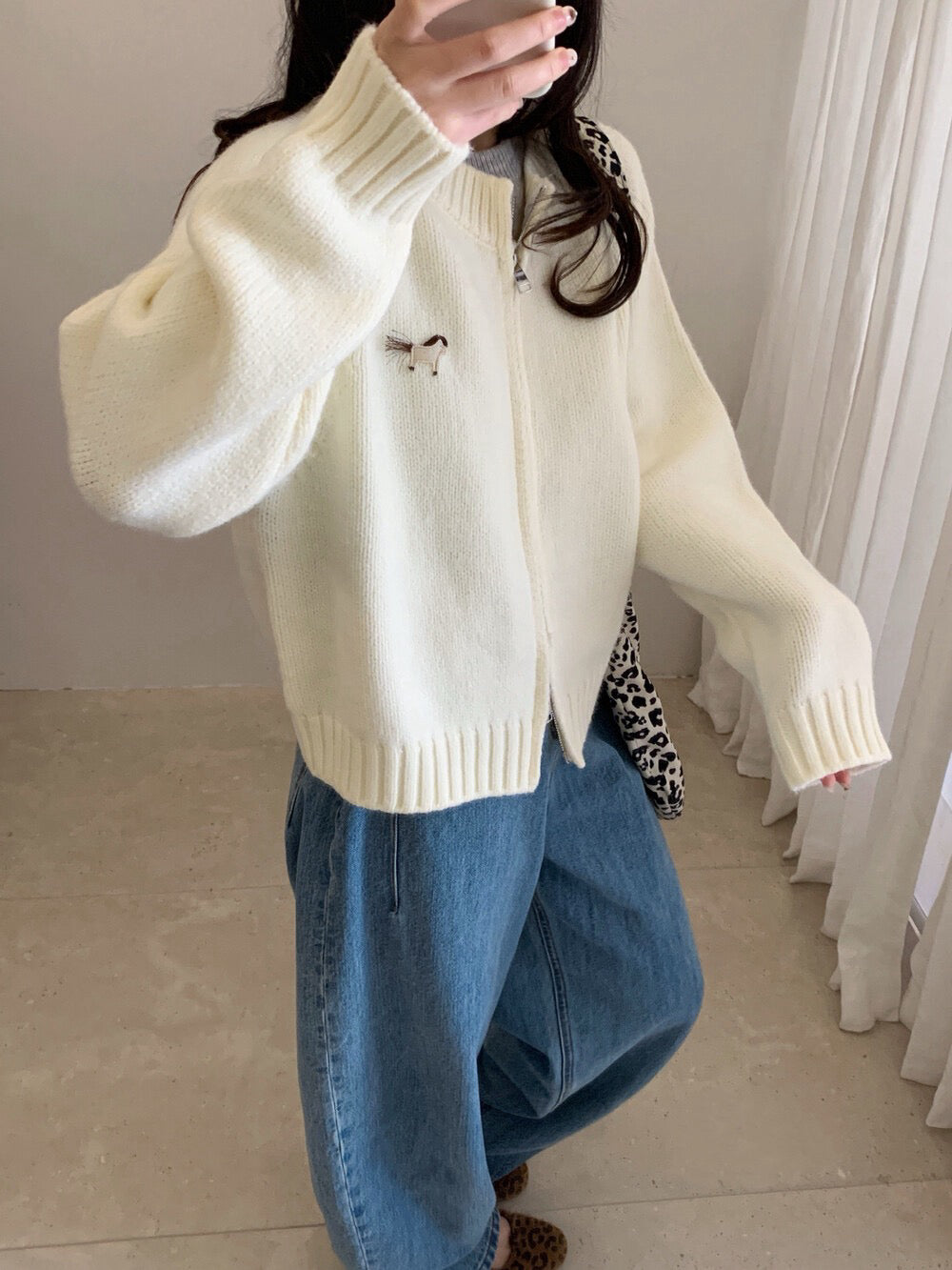 // 可愛動物刺繡上下拉鍊CD