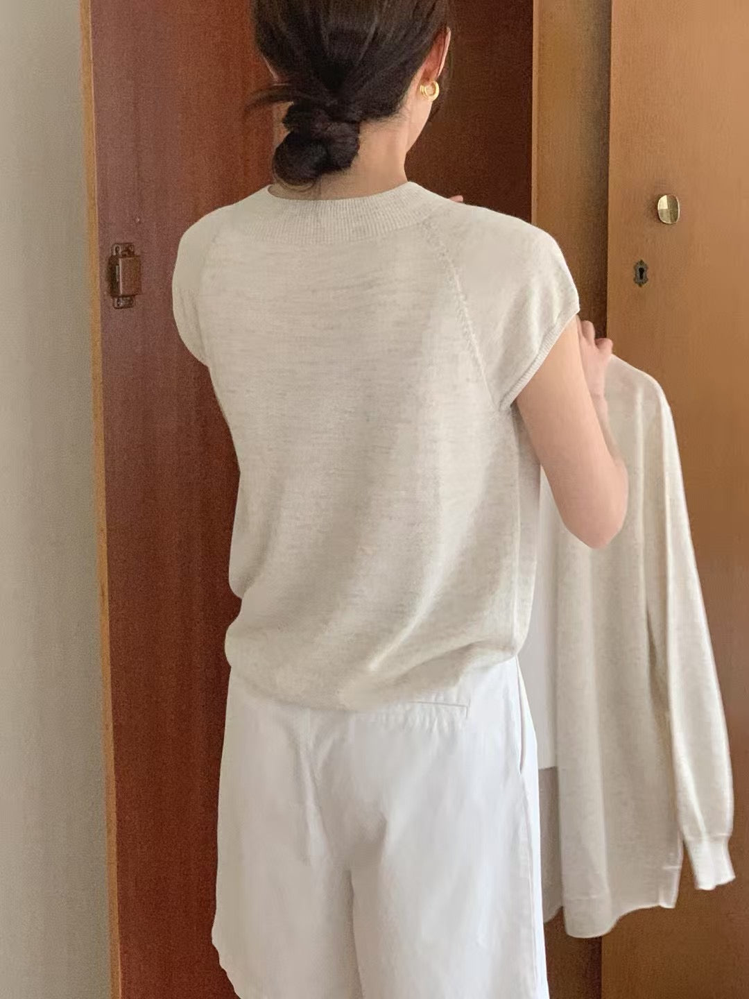 // whole garment靚料細膩小短袖NT