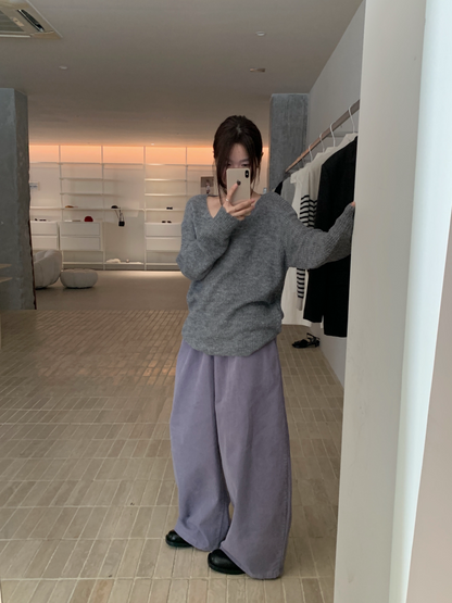 // 柔軟親膚馬海毛11色v領NT