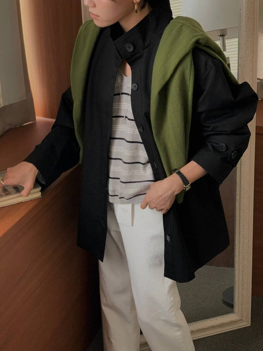 // 高品質立領中長trench coat