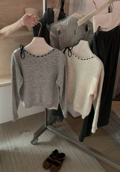 // 精緻撞色穿繩蝴蝶結毛絨感NT