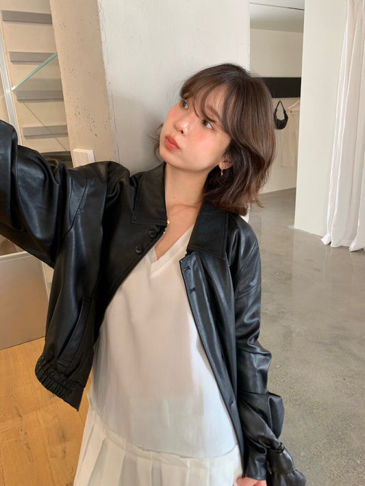 // 簡約氣質啞光彷皮外套￼