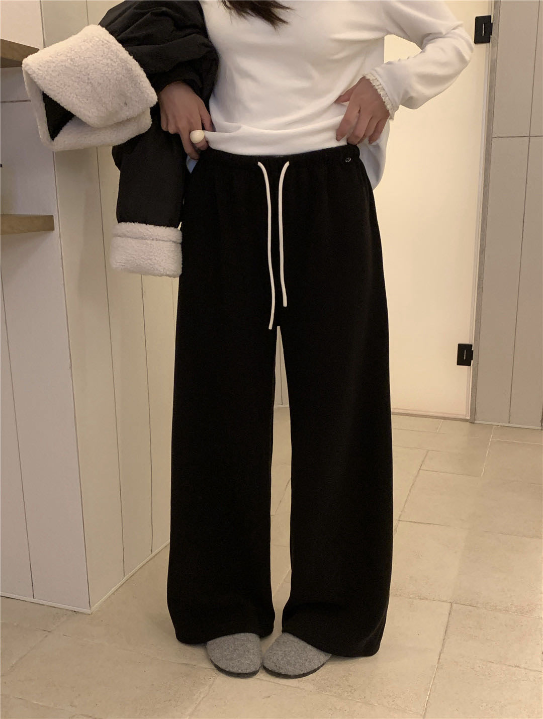 // 大彈性親膚加絨休閒褲