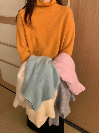 // 95%wool+5%cashmere拉絨工藝小高領針織NT
