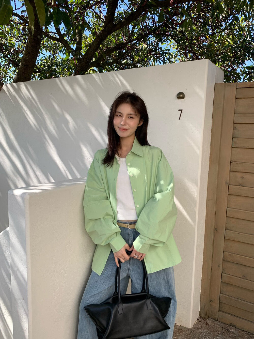 // oversize慵懶風春夏色系恤衫