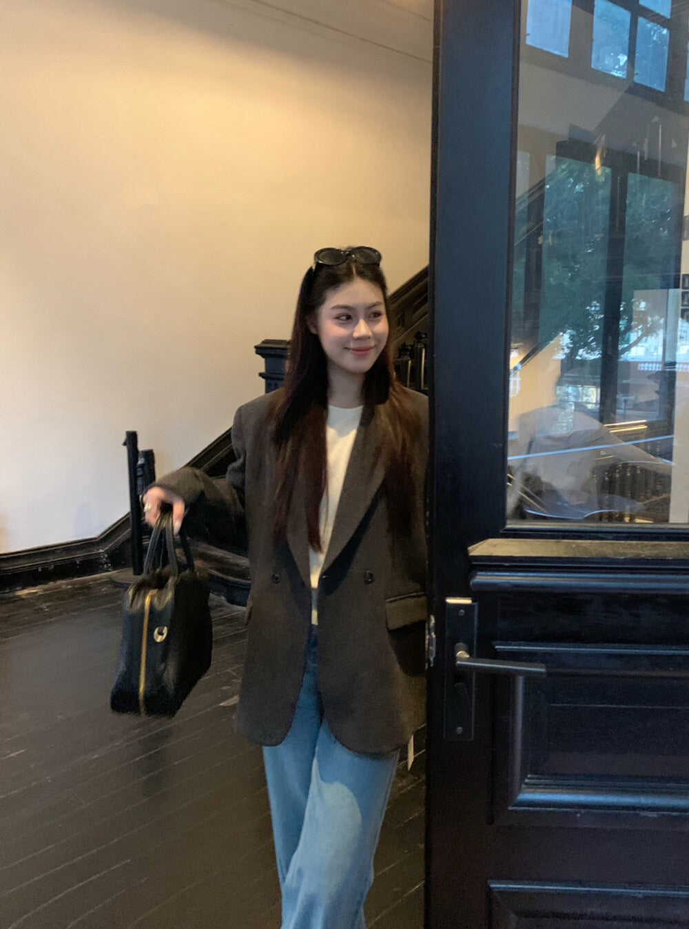 // 10%wool經典雙排扣毛呢西裝外套