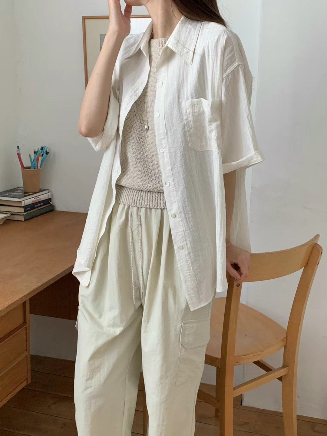 // silky質感口袋寬鬆短袖SH