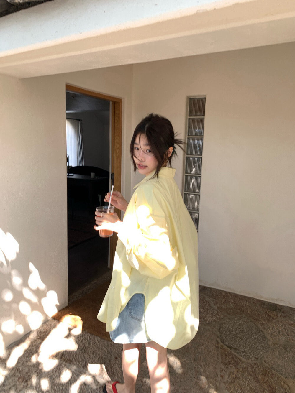 // oversize慵懶風春夏色系恤衫
