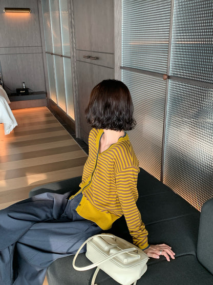 // 復古撞色間條包邊CD