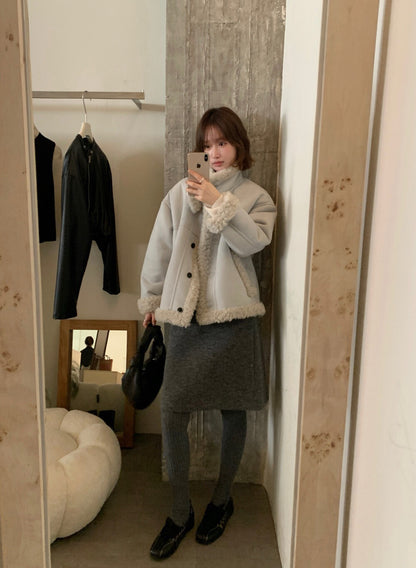 // 性價比極高皮毛一體羊羔毛麂皮外套