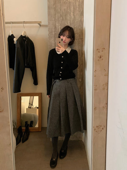 // 33%羊毛重工珍珠領麻花NT