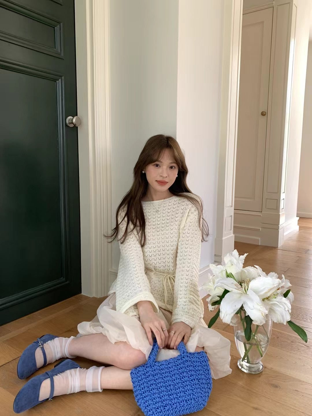 // 美美鈎花織紋連綁帶線衫