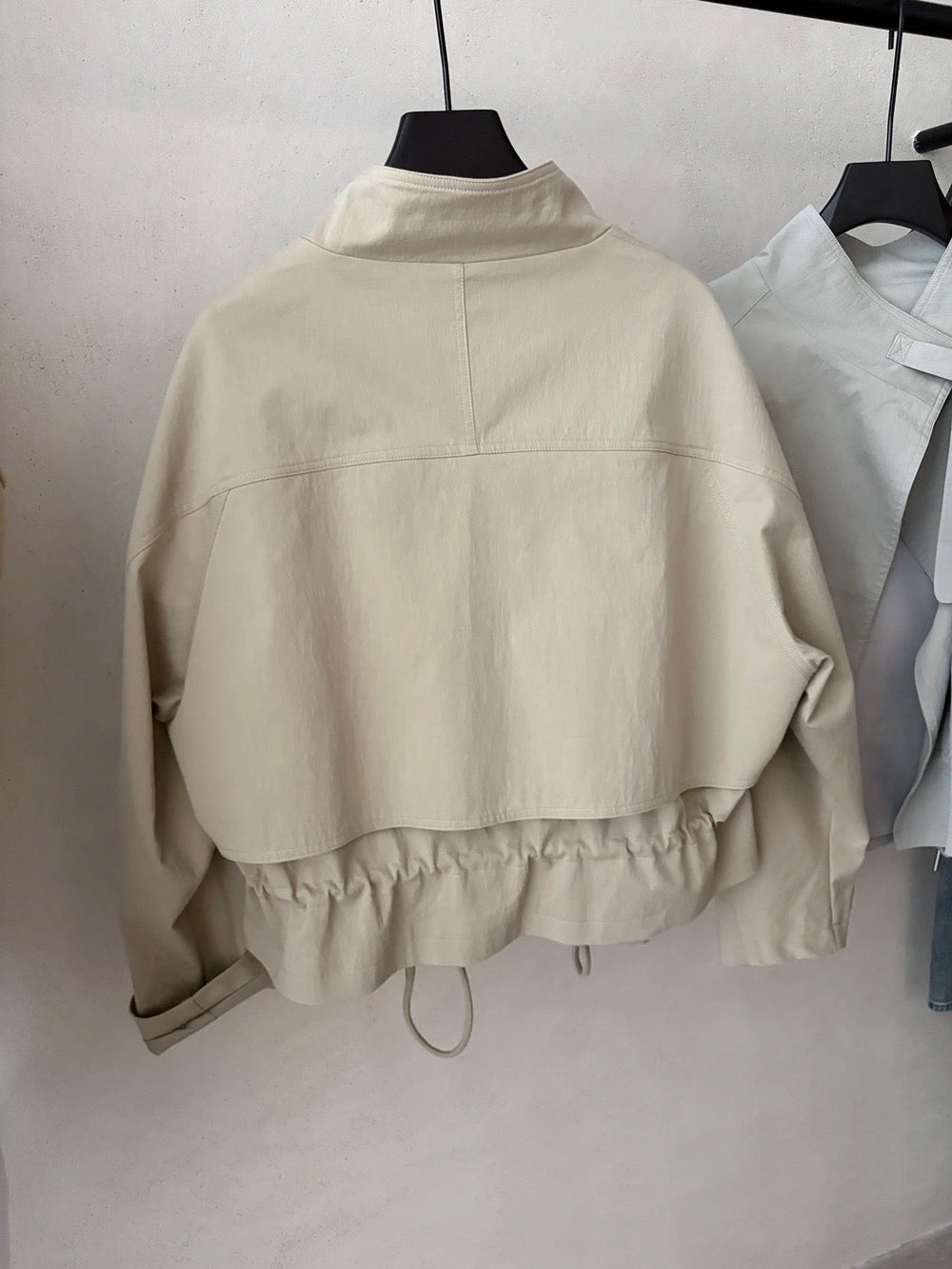 J07 / 立領廓型可束繩中短款trench coat