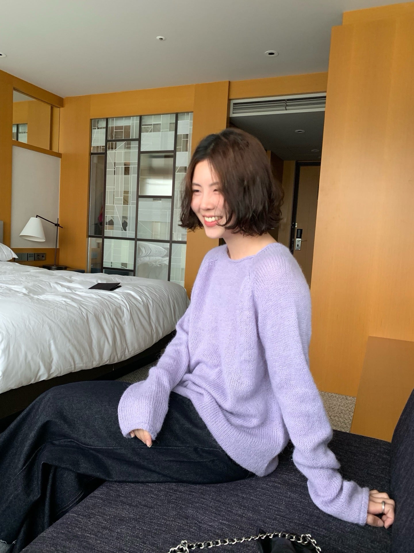 // 超美色系慵懶落肩針織上衣