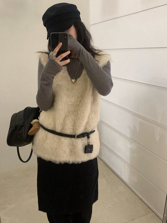 // 圈圈羊毛拉絨疊穿背心