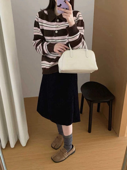 // 超美撞色鈕扣polo毛衣