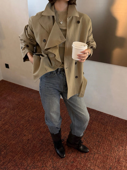 J52 / 帥氣可立領連腰帶修腰trench coat