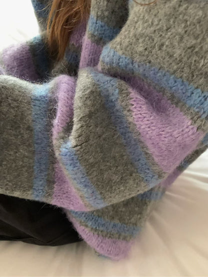 // 10%羊毛復古配色間條毛衣