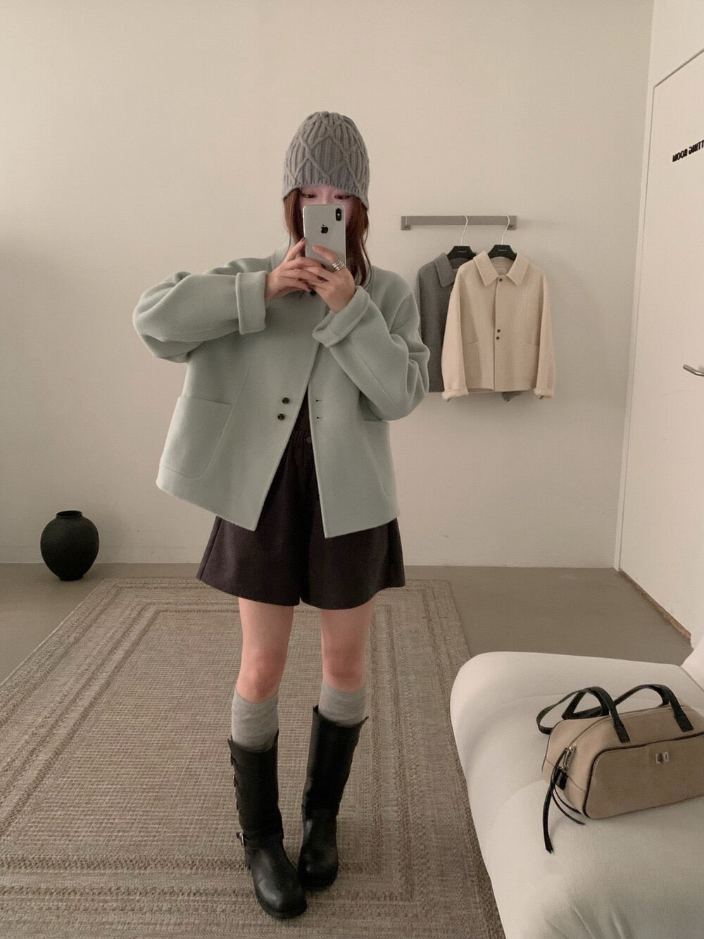 // 軟而不塌100%雙面羊毛特別鈕扣handmade外套