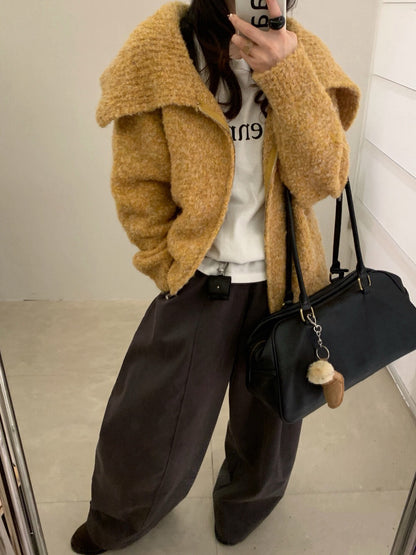 // 10%羊毛圈圈絨大翻領CD