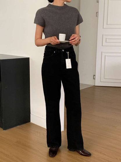 // premium black washing denim