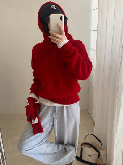 // 100%wool半鈕扣連帽NT