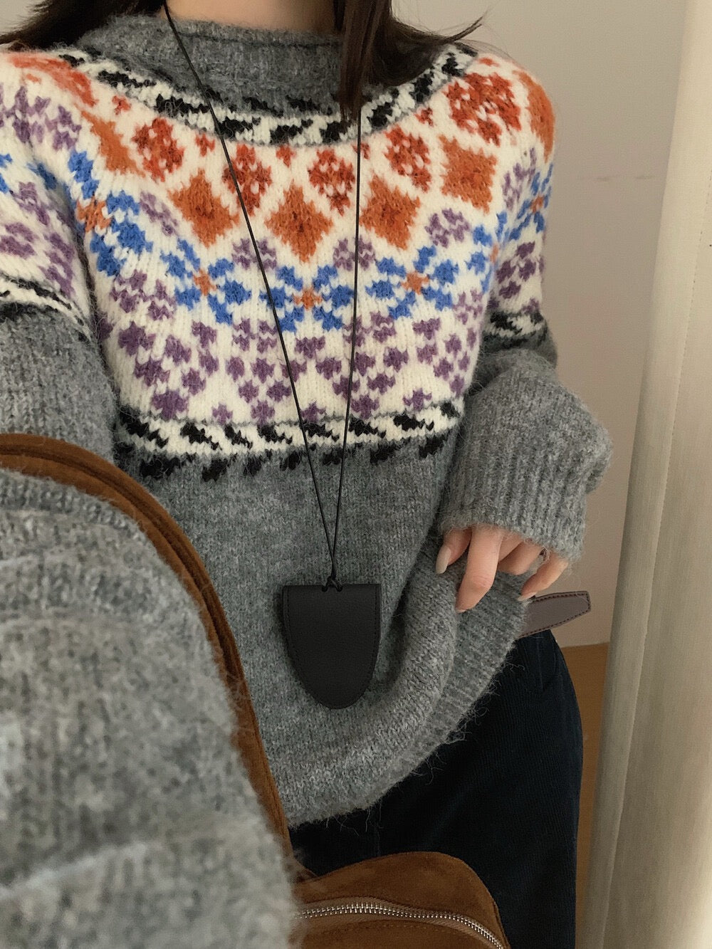 // 配色超美的復古圖案毛衣
