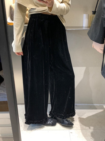 // 設計感花邊腳絲絨褲