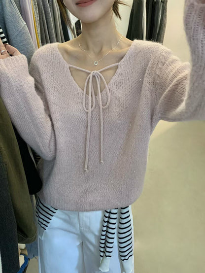 // 15%羊毛綁帶領bling bling毛衣