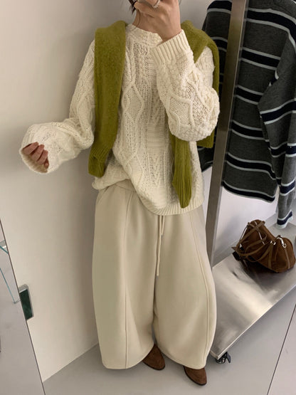 // 35%wool麻花紋慵懶毛衣