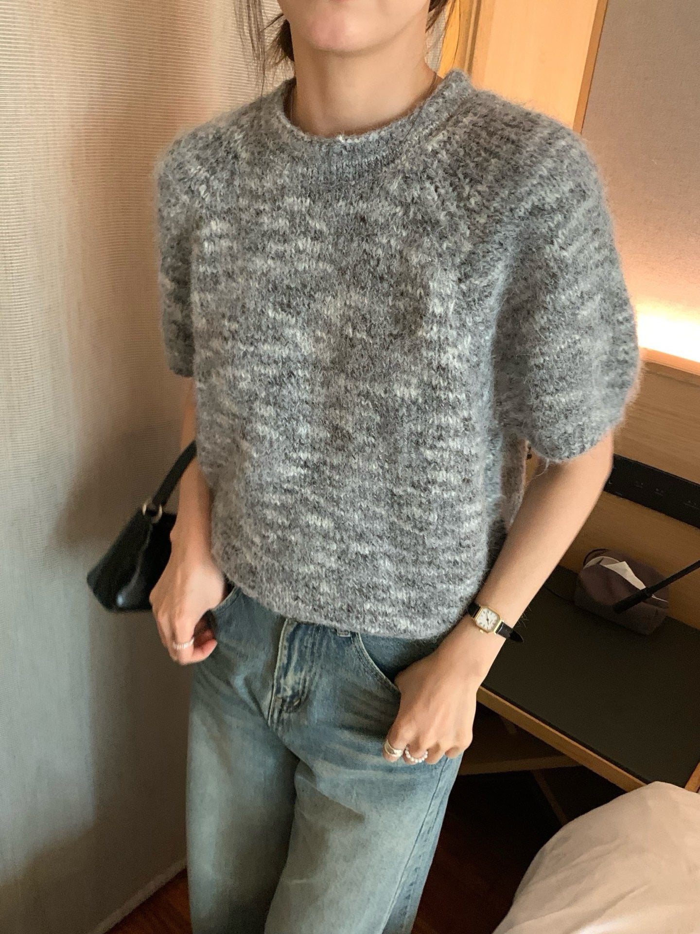 // 10%wool超軟糯混針短袖NT