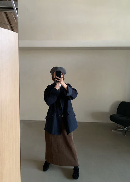 // 超大彈力絨感中裙