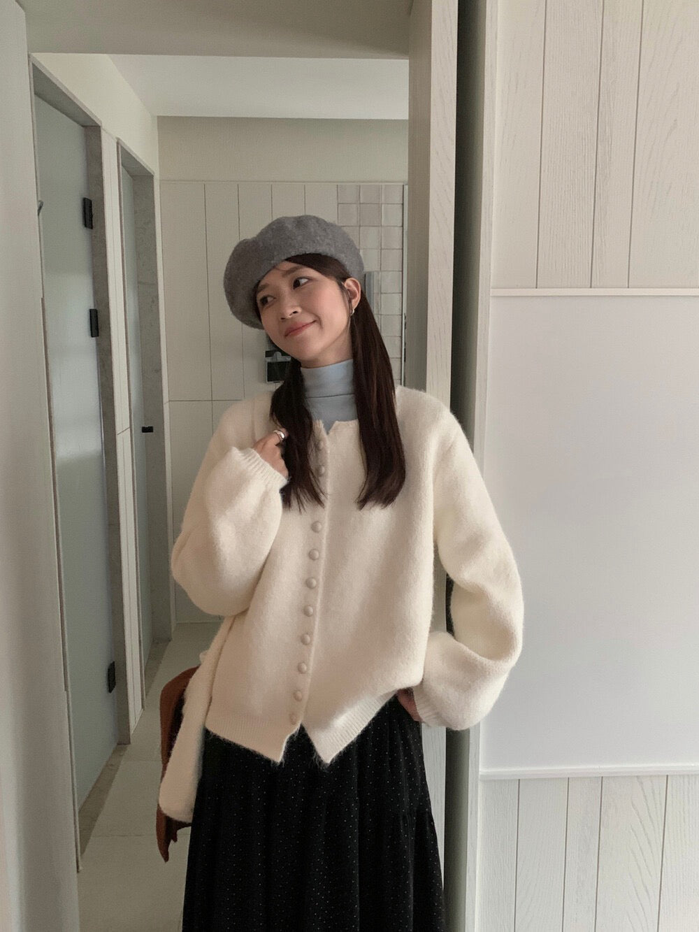 // 6%綿羊毛慵懶圓包扣CD(連單肩袋)