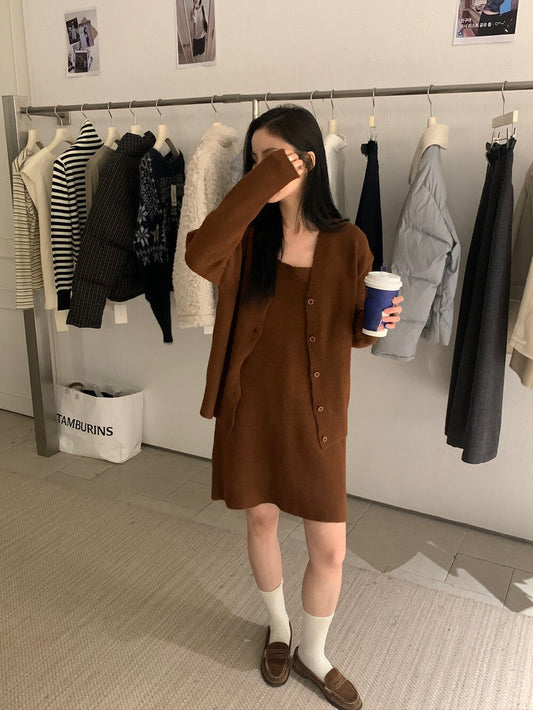 // 氣質針織背心OPS+外套套裝