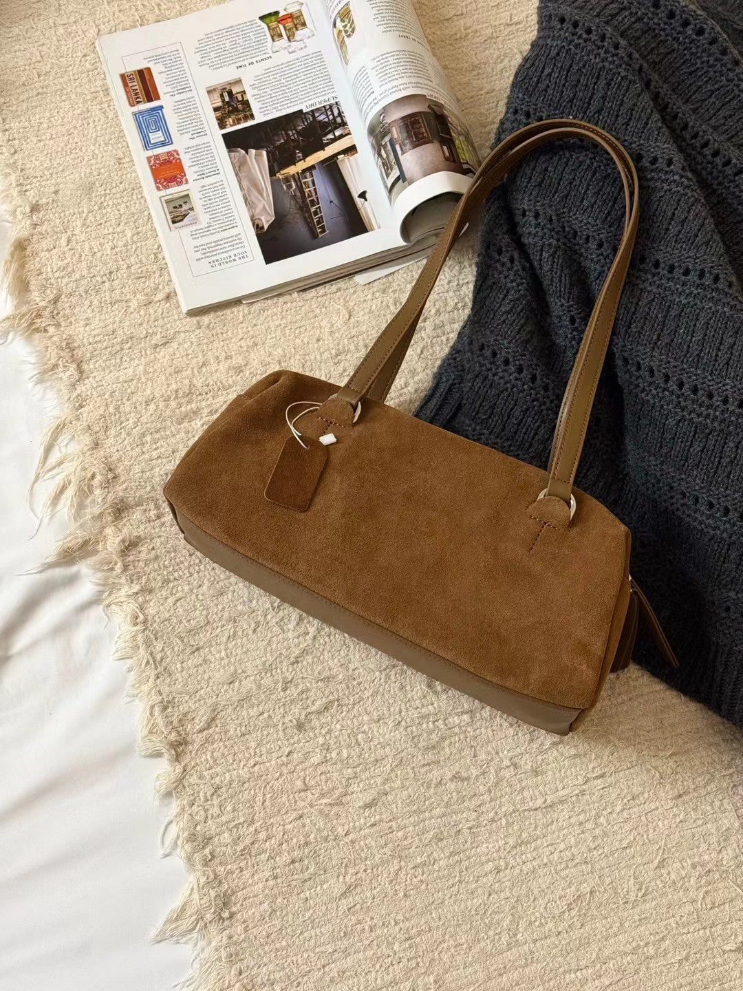 // 真皮麂皮絨bowling bag