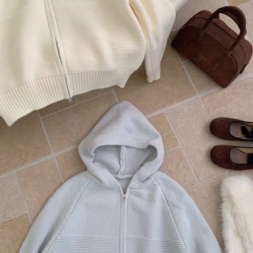 // 拼織紋可拆卸毛毛邊連帽CD