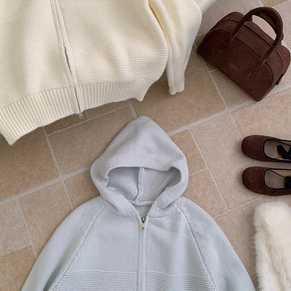 // 拼織紋可拆卸毛毛邊連帽CD