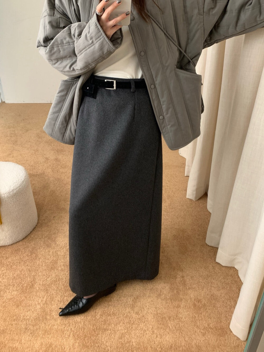 // 50%wool解鎖一切秋冬配搭的長款直筒裙