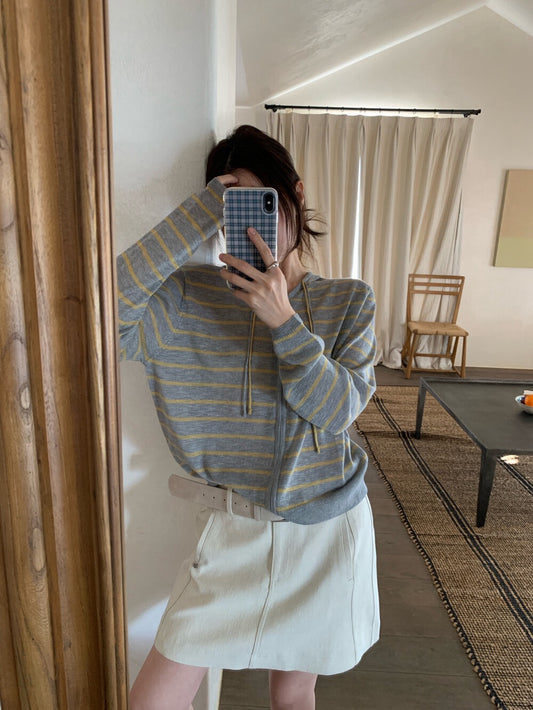 // 簡約A字斜紋棉短裙(連腰帶)