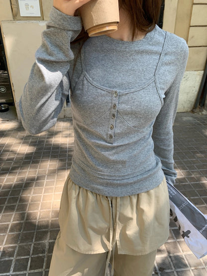 B54 / 造型感層次疊穿假兩件TEE