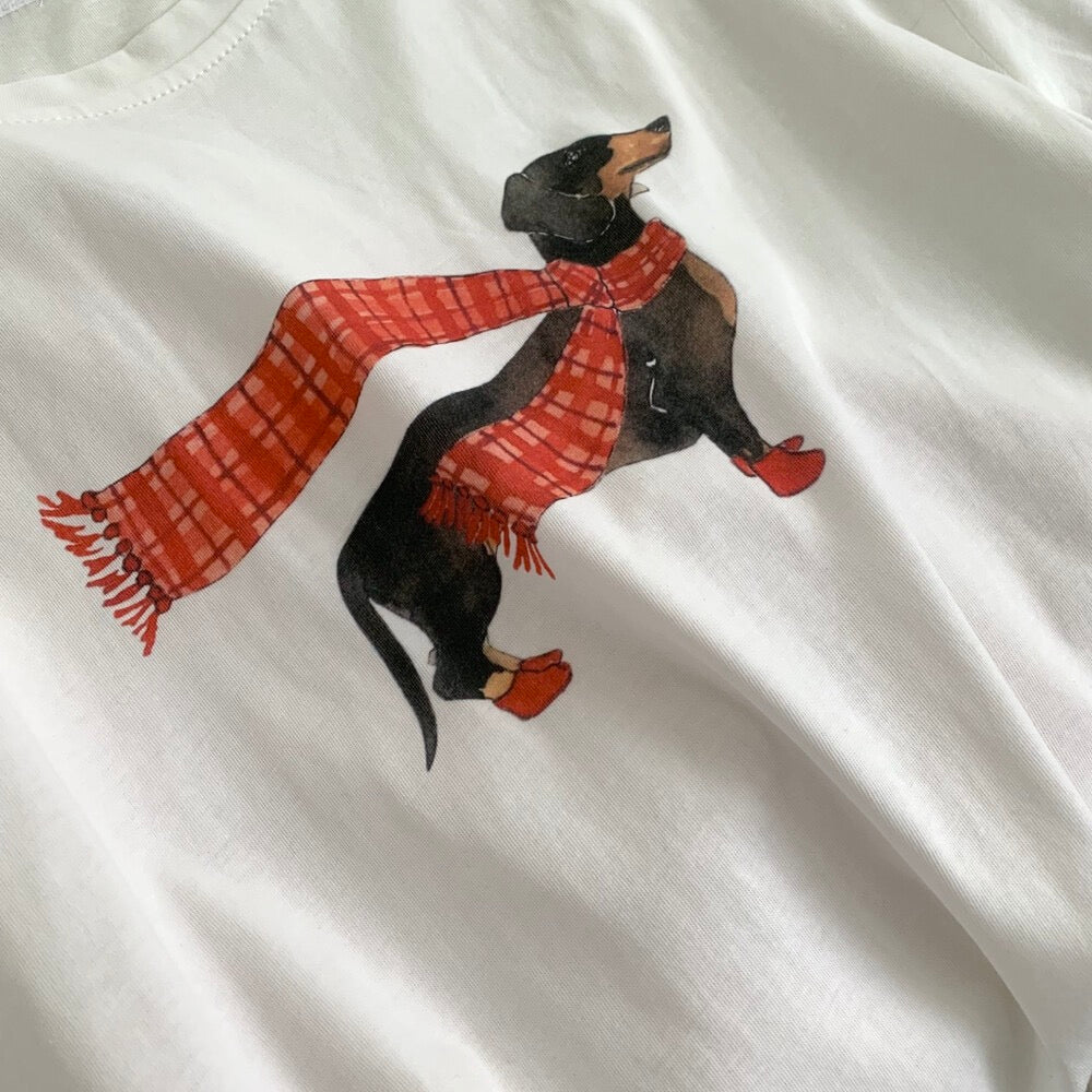 🐕‍🦺 ￼可愛頸巾小狗棉質TEE