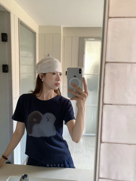 // 超顯瘦彈性質料小狗TEE