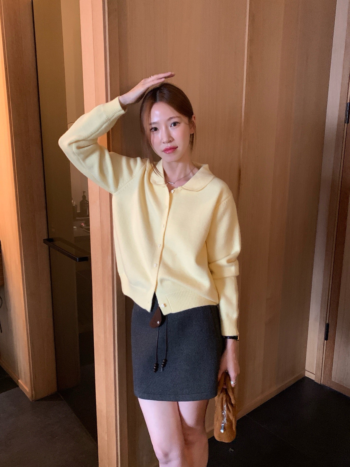 // 可愛圓邊翻領心心鈕扣開胸NT